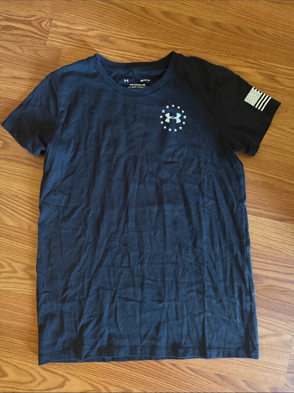 Under Armour Black Crew Neck Logo Tee with White Accents